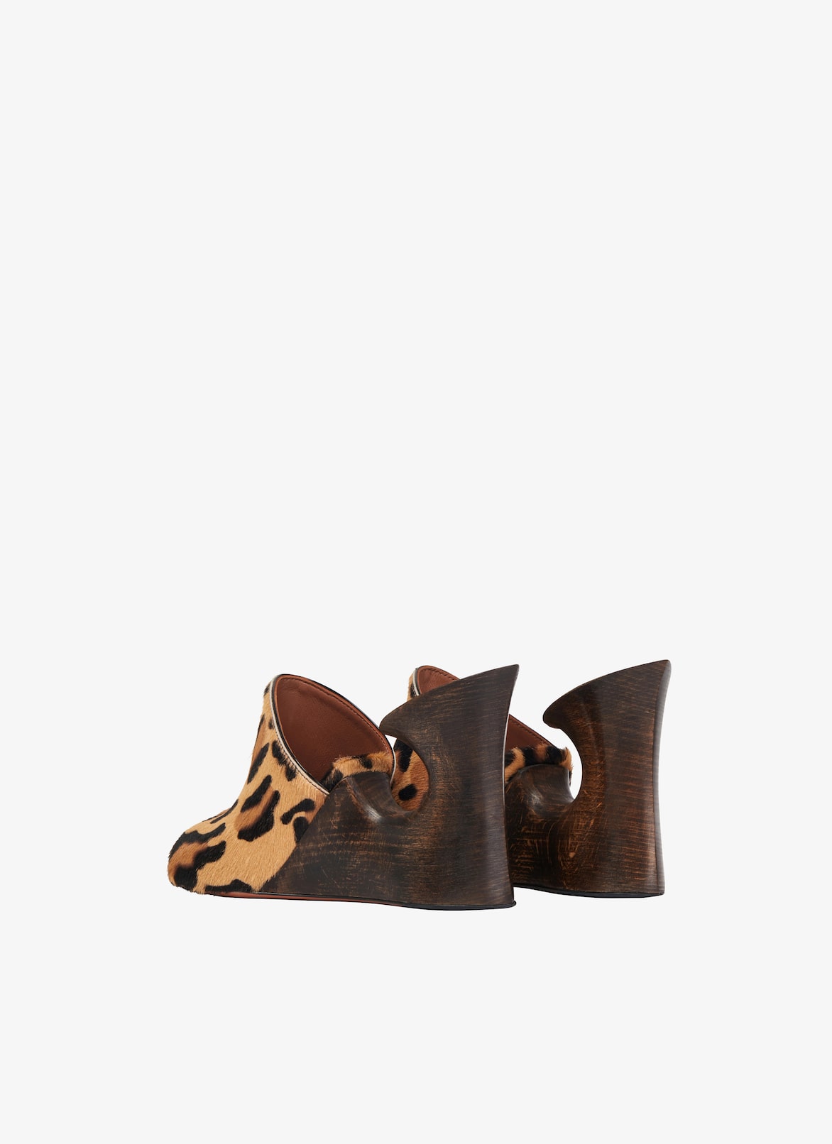 LA SCULPTURE MULES IN CALFSKIN & WOOD ALAÏA BROWN LA SCULPTURE MULES IN CALFSKIN & WOOD